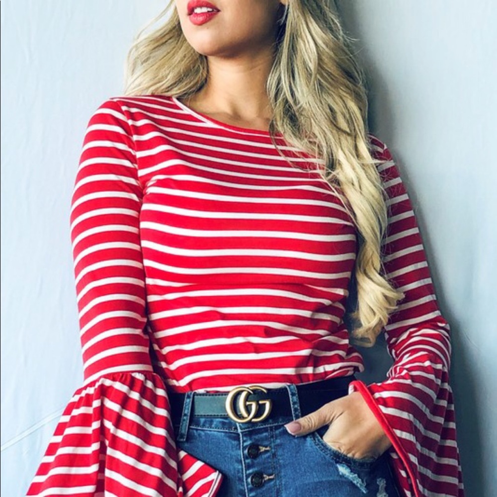Red & White Stripe Top
